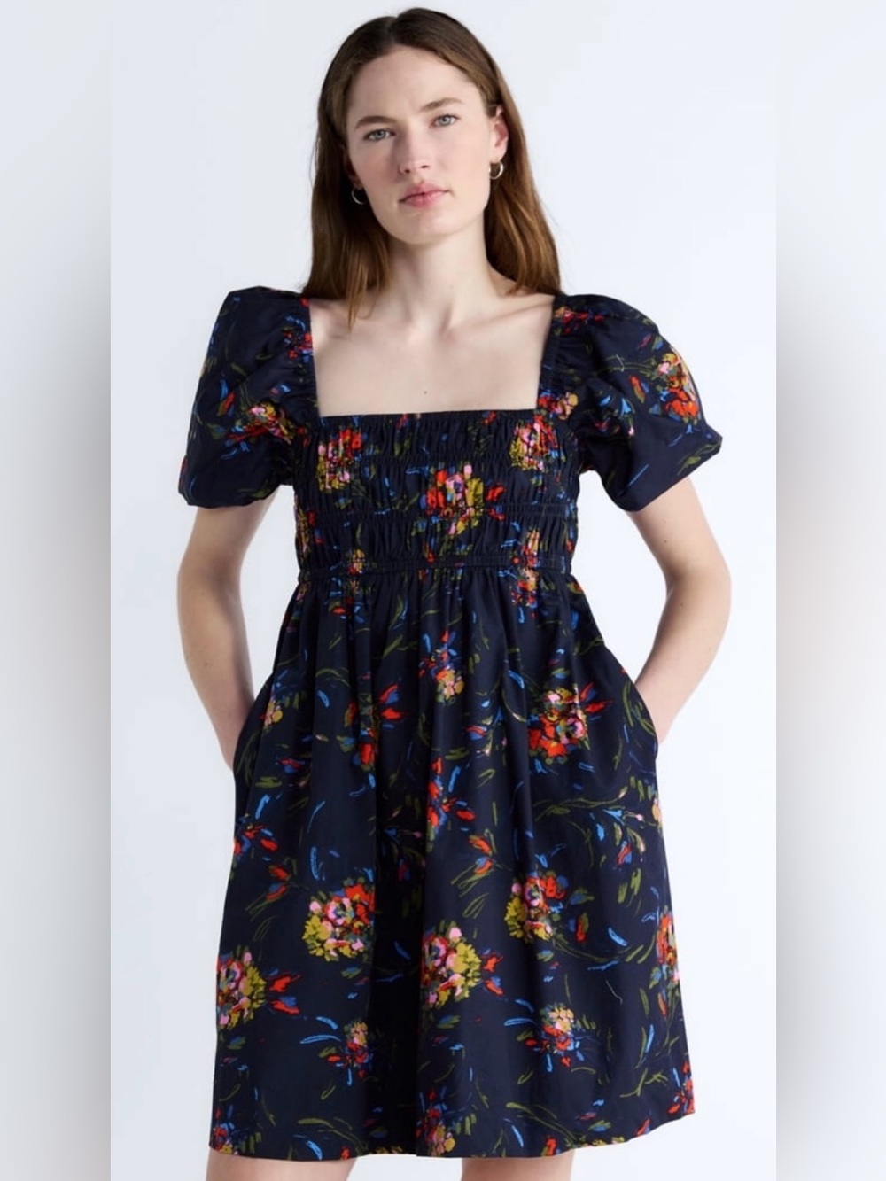 Free Assembly Women’s Puff Sleeve Peasant Mini Dress